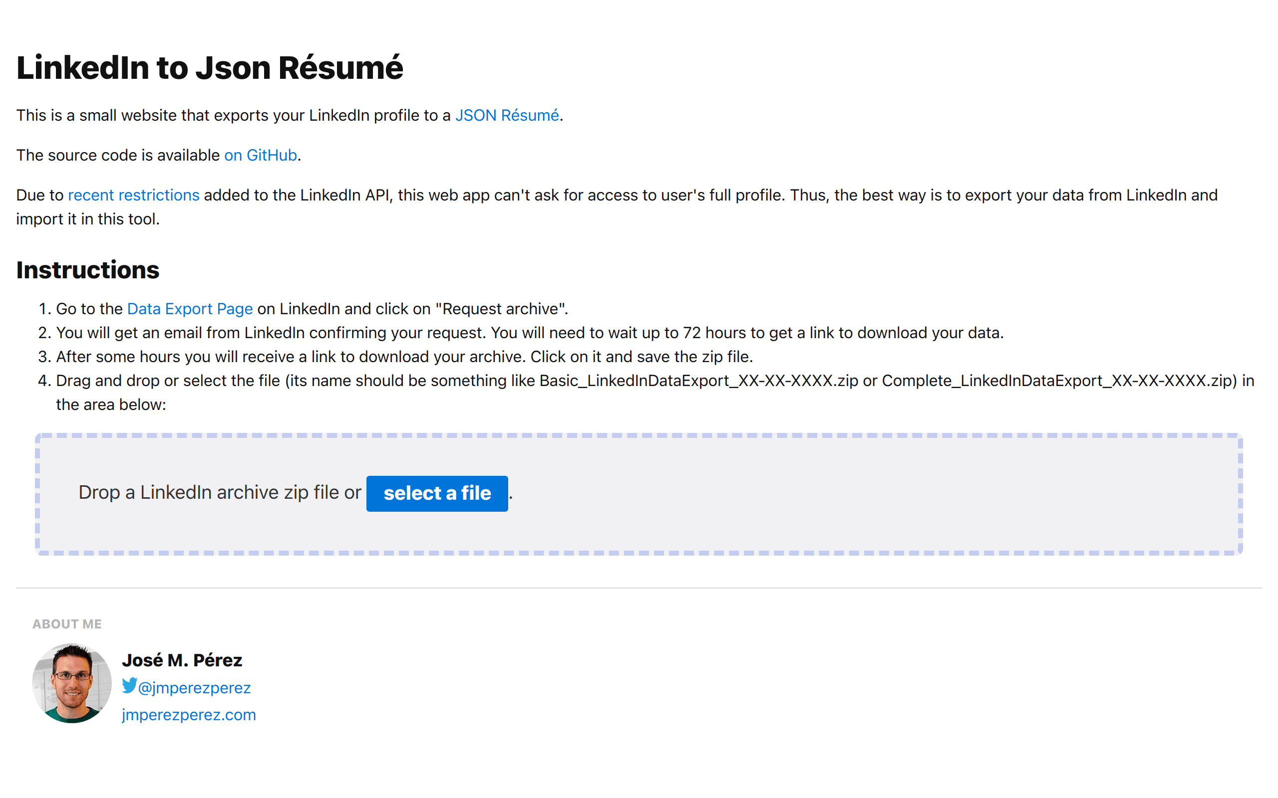 LinkedIn to JSON Resume