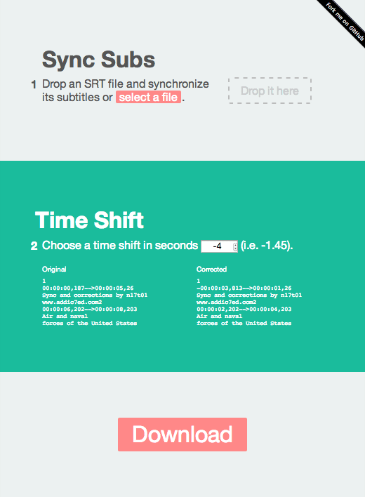 Sync Subs - A Subtitles Synchronizer web app