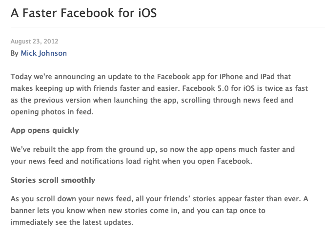 Facebook for iOS: From HTML5 to native