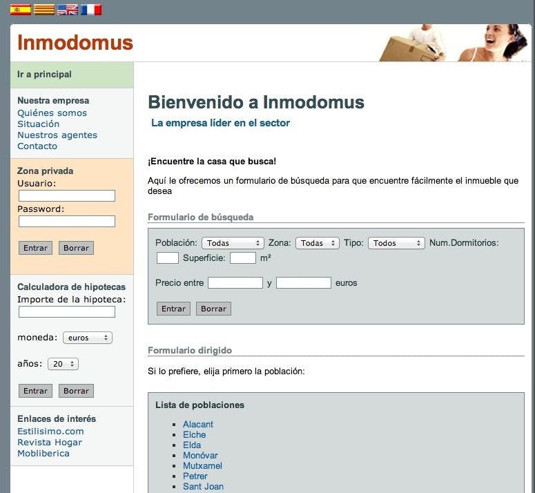 Captura de pantalla del proyecto Inmodomus