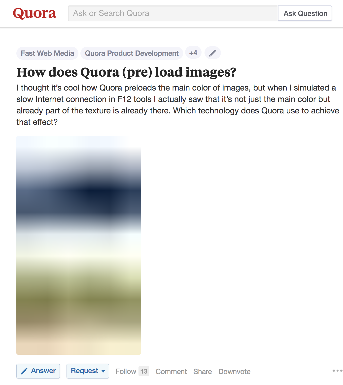 Screenshot from Quora showing the blurry placeholder