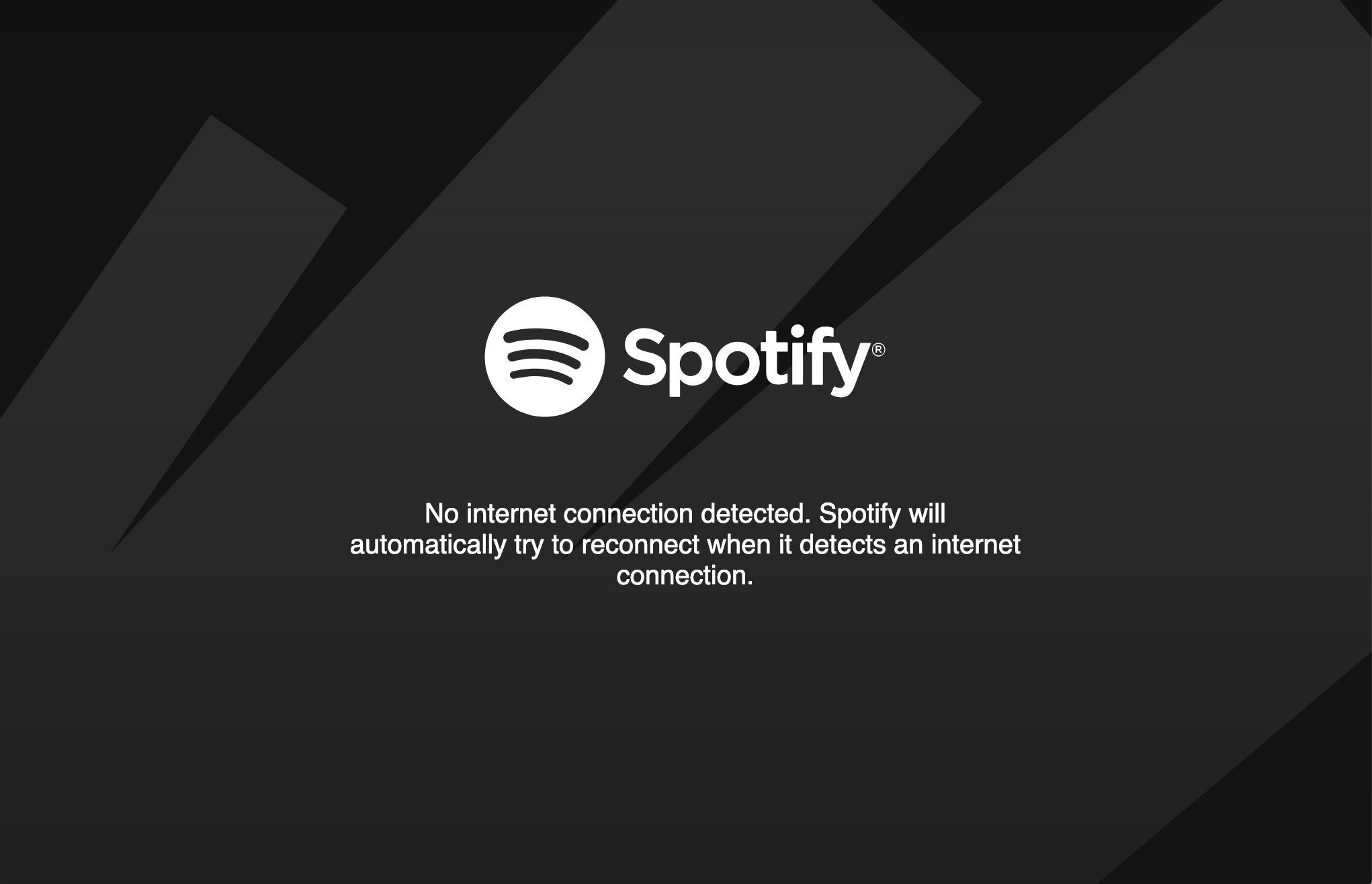 Spotify web player shows an offline page when there is no internet connection