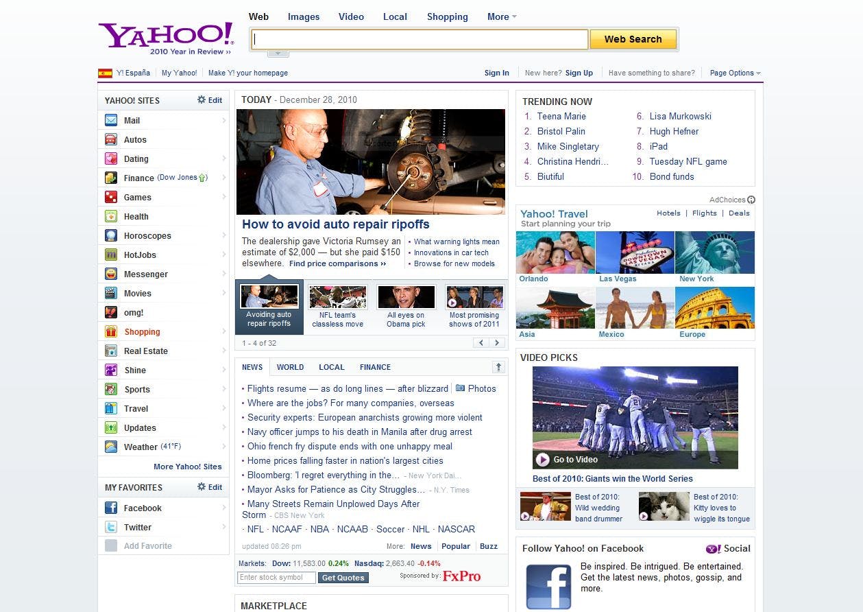 Yahoo's Home page