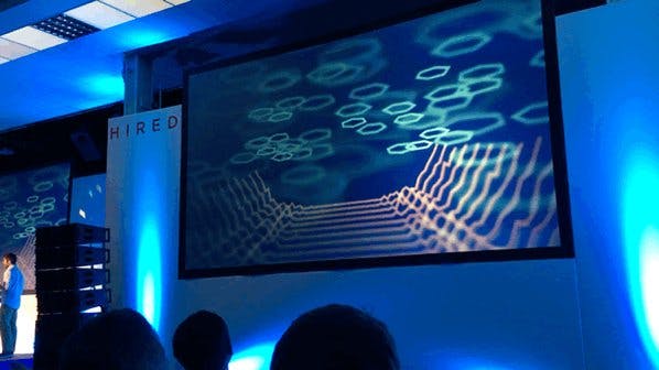 Pretty sure that @p01 had hypnotised the whole @render_conf audience with that live code art! #RenderConf https://t.co/rRfU6nGs59